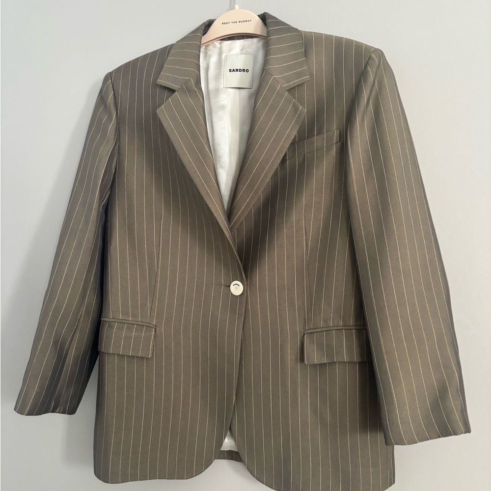 SANDRO Yuna Oversized Pinstriped Blazer